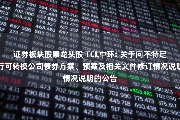 证券板块股票龙头股 TCL中环: 关于向不特定对象发行可转换公司债券方案、预案及相关文件修订情况说明的公告