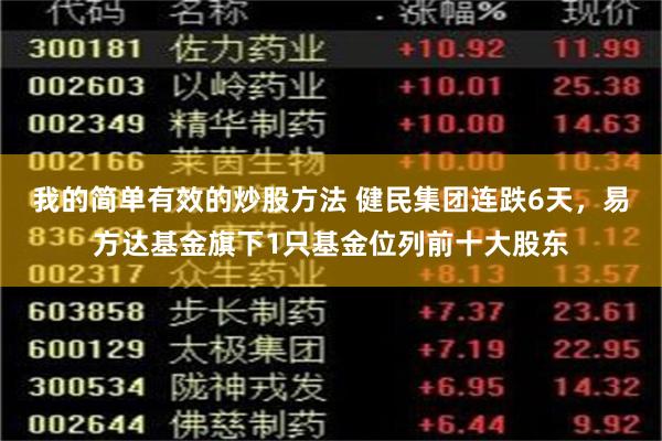 我的简单有效的炒股方法 健民集团连跌6天，易方达基金旗下1只基金位列前十大股东