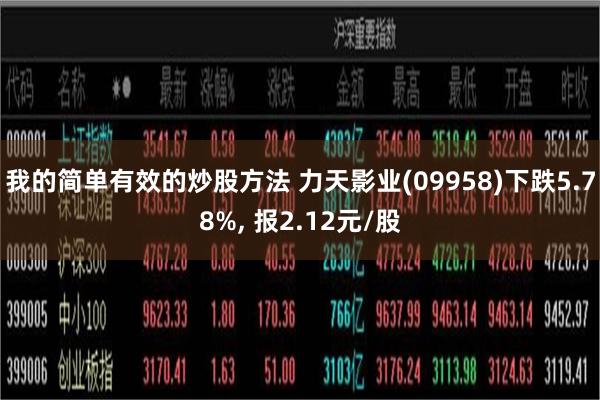 我的简单有效的炒股方法 力天影业(09958)下跌5.78%, 报2.12元/股