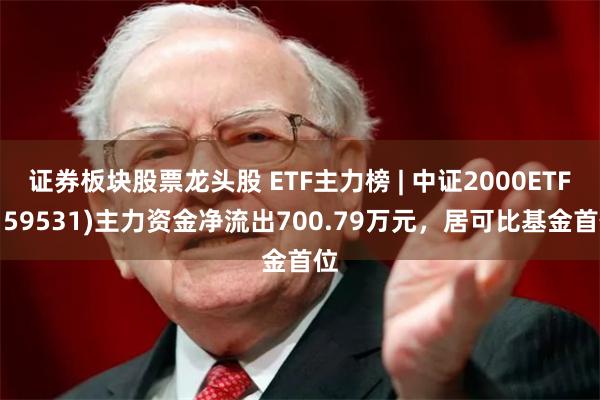 证券板块股票龙头股 ETF主力榜 | 中证2000ETF(159531)主力资金净流出700.79万元，居可比基金首位
