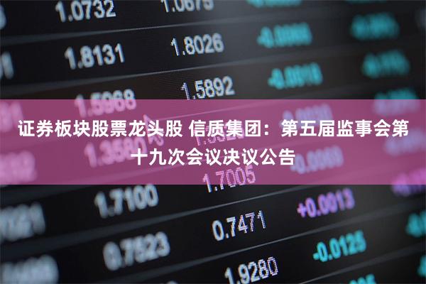 证券板块股票龙头股 信质集团：第五届监事会第十九次会议决议公告